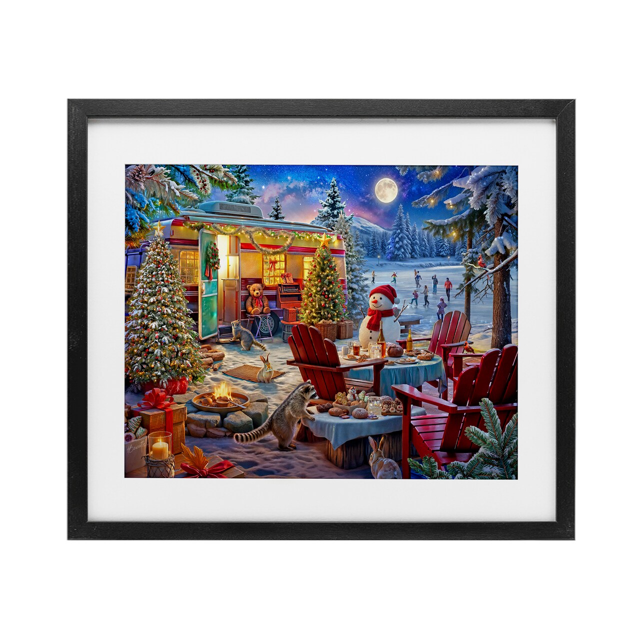 Stupell Industries Winter Holiday Camper Party Framed Print Under Glass, design by Henriette Chinaglia